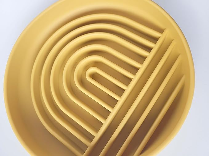Modern Rainbow Pet Slow Feeder Bowl, Silicone Slow Feeder for Dogs & Puppies, Slow Eating, Modern Lick Mat Design, Reduces Gulping, Dishwasher Fit, for All Breed, Durable Mealtime Puzzle (Sunstone)