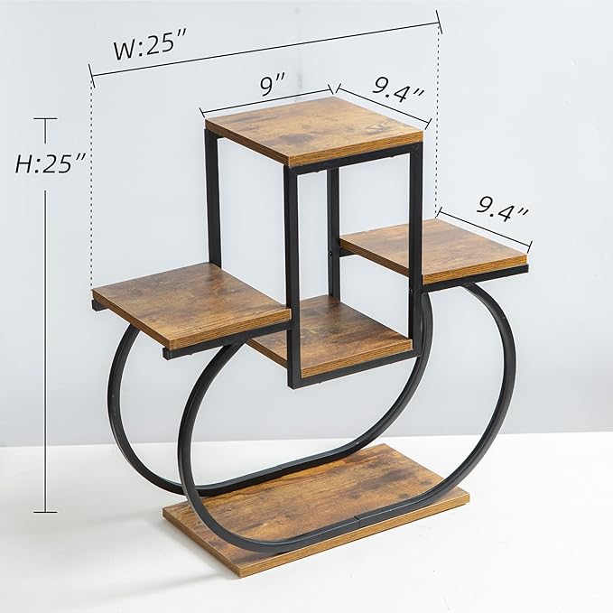 CHPHI Wood Plant Stand - Tiered Indoor/Outdoor Heart Shape Plant Stand for Multiple Plants, Living Room