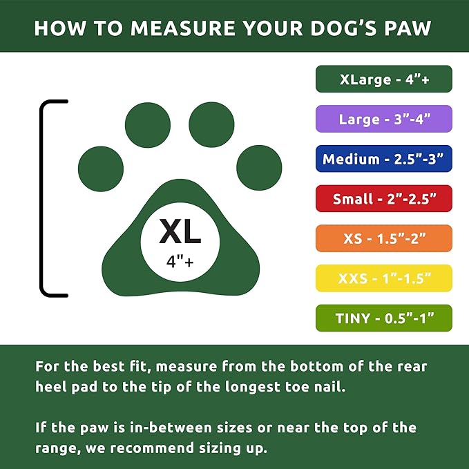 PawZ Rubber Dog Boots for Large Paws - All-Weather Waterproof Dog Shoes, Anti-Slip Traction for Rain, Snow, Mud & Hot Pavement - Pull-On Dog Booties, Green - X-Large (4" +) - Pack of 24