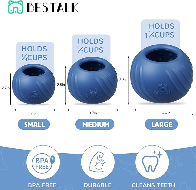 Long-Lasting Dog Lick Toy, Wobbly Dog Enrichment Lick Bowl to Keep Dogs Busy, Interactive Stuffable Dog Treat Feeder for Boredom, Silicone Treat Dispensing Chew Toy(Dark Blue,L)