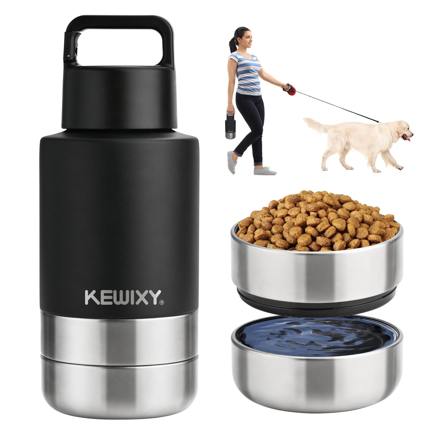 KEWIXY Insulated Dog Travel Water Bottle with Detach | Travel Essentia - Image 1