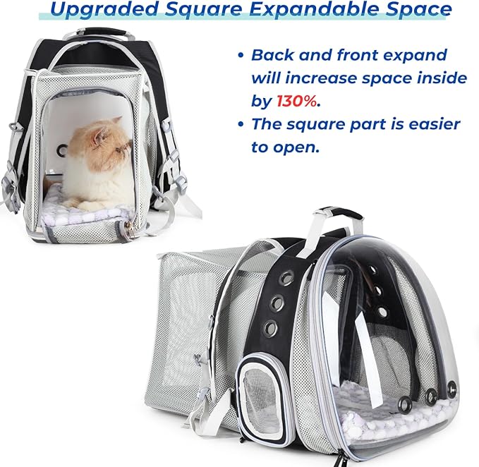 Expandable Bubble Cat Backpack — Dual-Side Expansion, Airline Approved, Up to 16lbs