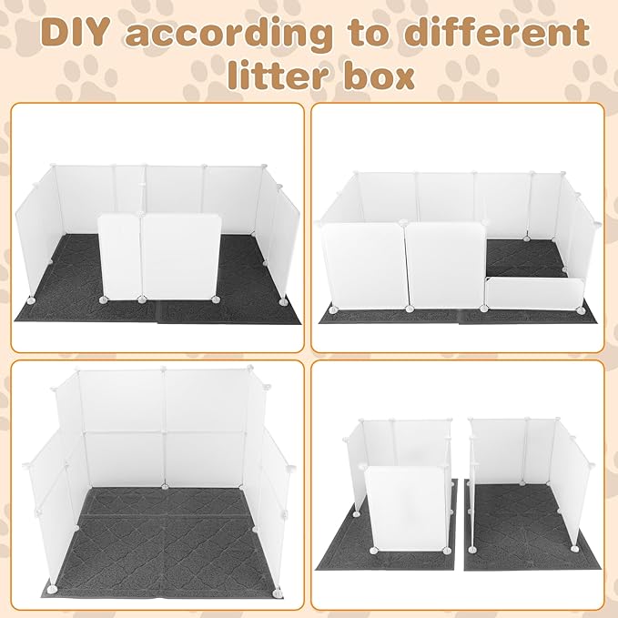 FHTONGE Cat Litter Box Enclosure with Splash Guard, Litter Mat, Extra Large Pee Shields, Privacy Screen