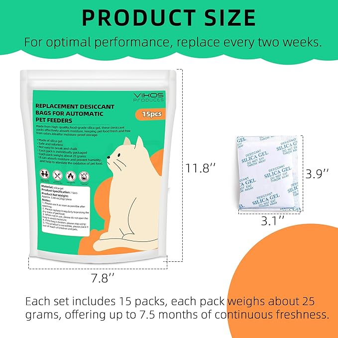 15-Pack Replacement Desiccant Bags Compatible with Pet-kit Automatic Pet Feeders, and (4 Bottles, Fresh Lotus) Cat Litter Deodorizer Compatible with PETKIT PuraX PuraMax Self-Cleaning Cat Litter Box