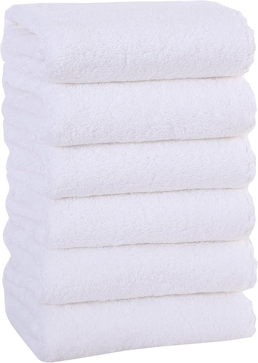 MOONQUEEN 6 Pack Premium Hand Towels - Quick Drying - Microfiber Coral Velvet Highly Absorbent Towels - Multipurpose Use as Hotel, Bathroom, Shower, Spa, Hand Towel 16 x 28 inches (White)