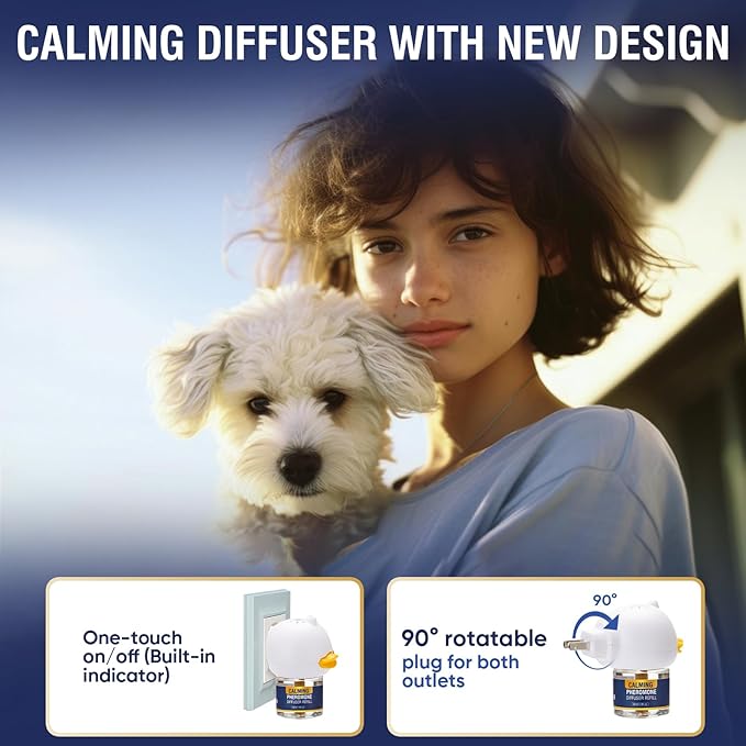Dog Calming Pheromones Diffuser 6 in 1 Kit Appeasing Pheromone Diffuser to Calm (2 Plug in+4 x48ml Refill) for Anxiety Relief Reduce Aggression Fighting Barking Stress 120 Day Supply