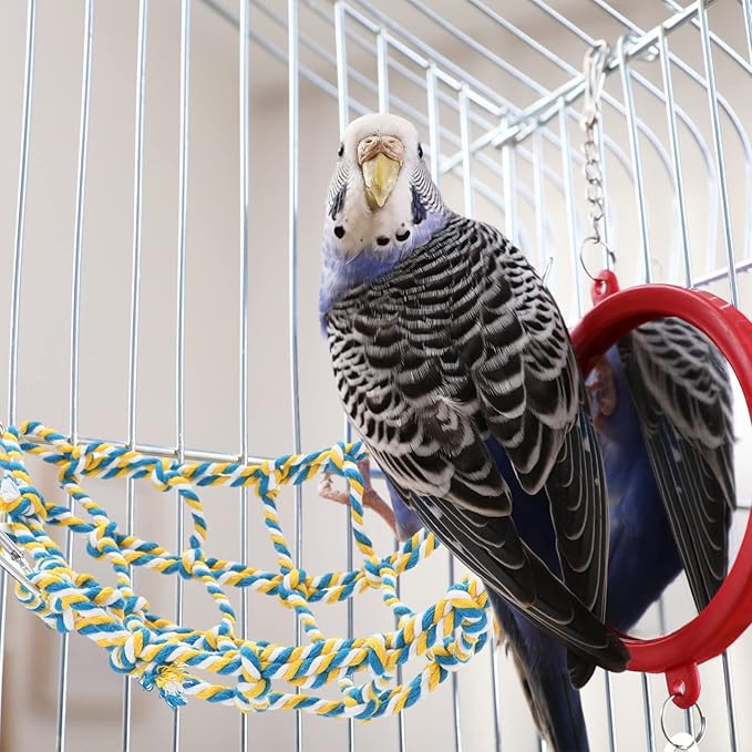 Berlune 6 Pcs Rat Ropes for Cage Rat Cage Accessories Climbing 12.6 x 9.84 Inch Bird Rope Toys for Pet Hammock Hamster Cotton Bridge Bird Ladder for Small Animal Habitat Play