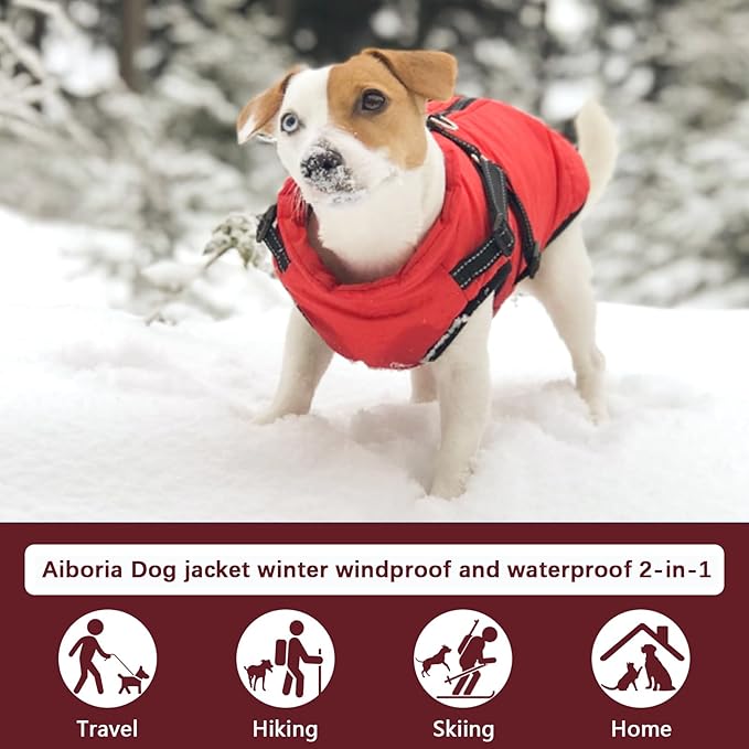 Aiboria Dog Jackets Coat for Winter Windproof Waterproof Skiing Dog Vest Fleece Warm Chest Strap Belt Purple 3XL