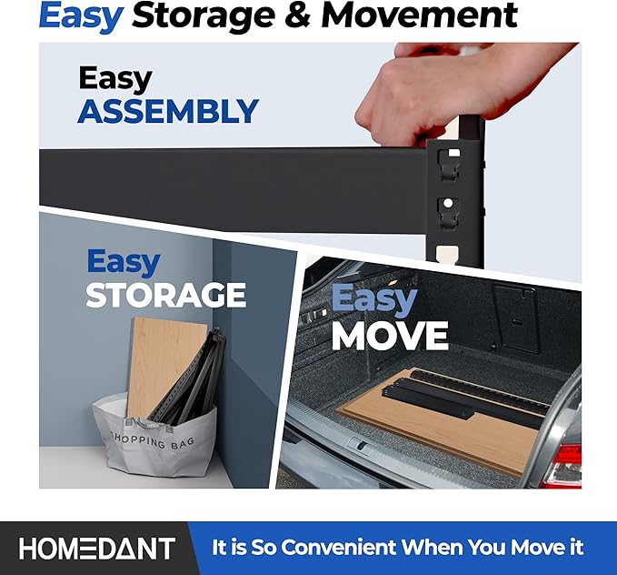 HOMEDANT 35.9" W Deep Width 5 Tier Heavy Duty Garage Shelving Adjustable Metal Rack Storage Shelves Standing Shelf Unit Organizers Pantry Closet Black 1Pack