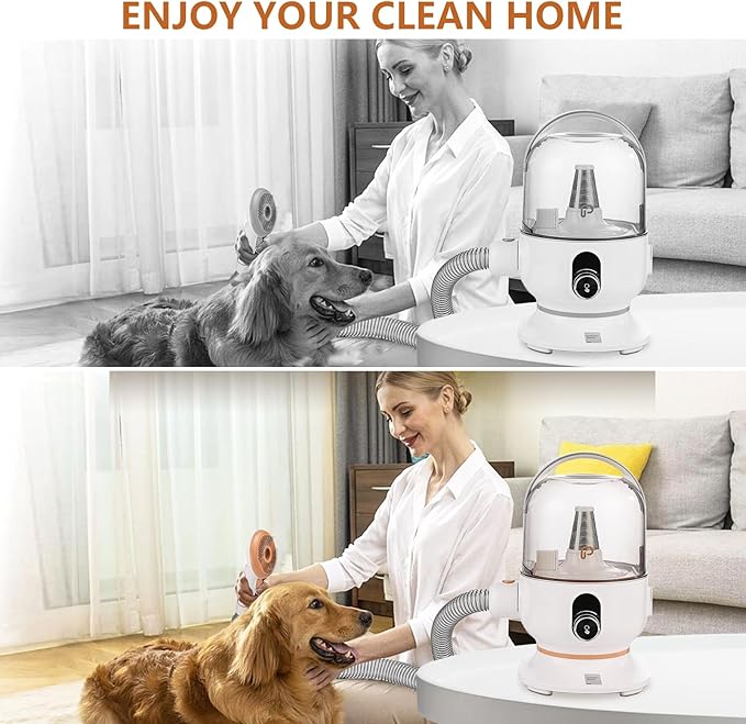 Dog Grooming Vacuum Kit, GARVEE 11Kpa Suction Power Pet Hair Vacuum for Shedding Grooming with 2 L Large Capacity Hair Storage, 5 Professional Pet Grooming Tools for Dogs Cats