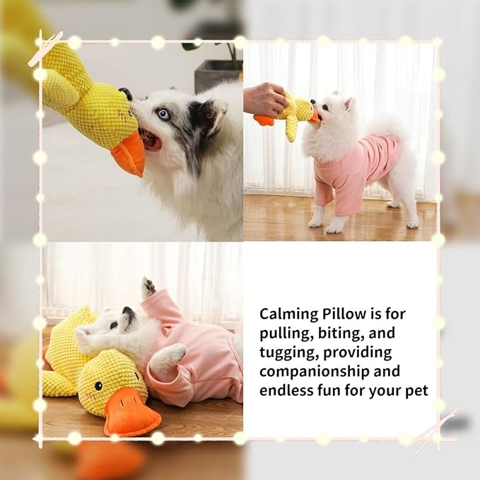 The Mellow Ducks Calming Pillow, Mellow Dog Calming Duck, 2025 New Yellow Duck Dog Toy, Dogs Ducks Toy with Quacking Sound for Indoor Dogs