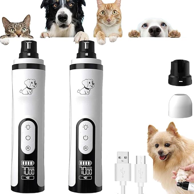 2026 New Upgraded Silent Nail Grinder,Electric Dog Nail Trimmers,Ultra-Quiet Operation,Pain-Free Nail Trimmer,USB Rechargeable Silent Dog with LED Light, & 2 Speeds for All Breeds (2PCS,Upgraded)