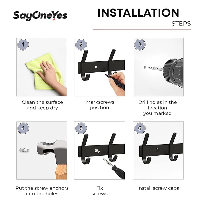 Matte Black Coat Rack Wall Mount – 30 Inch Stainless Steel Hook Rail with 10 Double Coat Hooks – Wall Mounted Entryway Organizer for Coats, Hats, Bags, Towels, Robes, Closet or Bathroom - 2 Pack