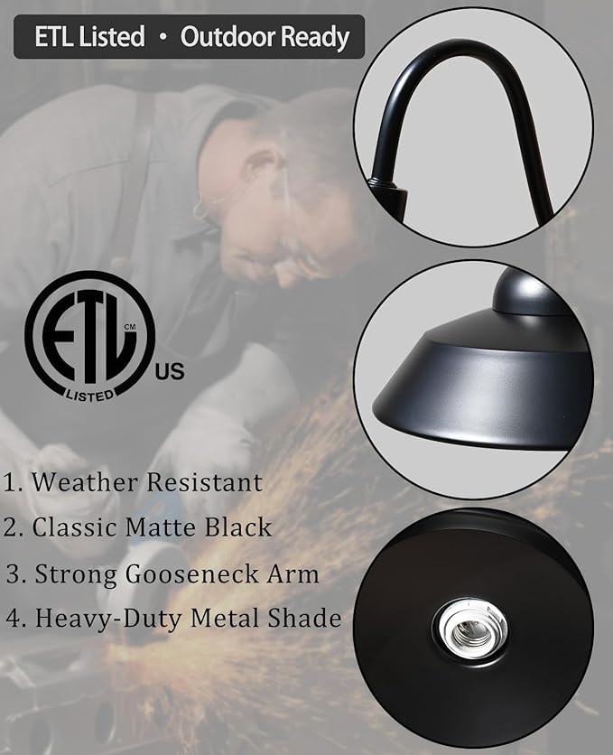 gooseneck barn Light Outdoor Farmhouse Black for Patio Porch Garden