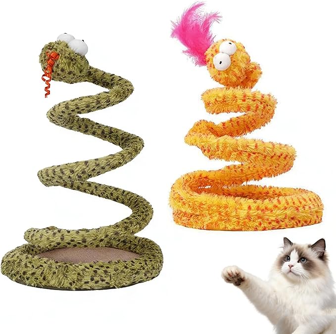 Cat Toy Indoor Cat: Cat Springs Snake Toy with Catnip - Interactive Toy with Rattling Stones & Rustling Sounds, Quirky Shapes for All Breeds to Play Alone (Yellow)