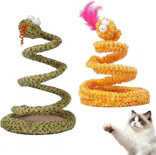 Cat Interactive Toy: Green Spiral Spring Snake with Catnip - Indoor Cat Toy with Rattling Stones, Fun Cat Springs for Playful Kittens & Adult Cats (Green)