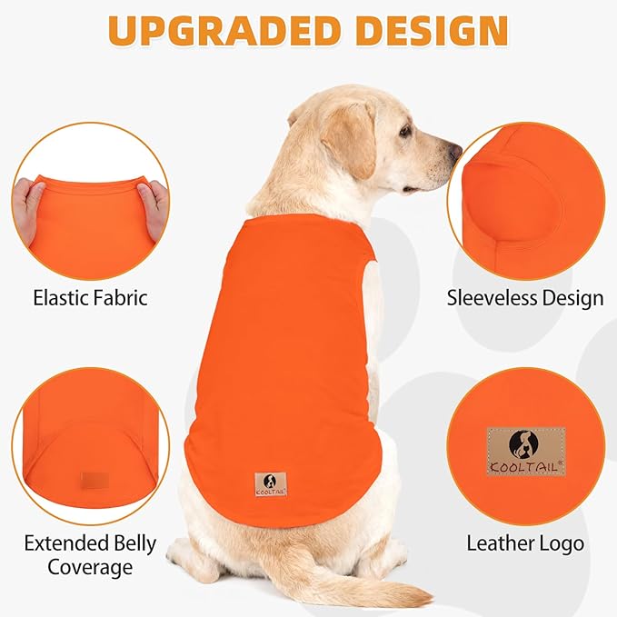 KOOLTAIL Christmas Thanksgiving Dog Clothes for Large Dogs, 2 Pack Cotton Fall/Winter Warm Dog T Shirts Coats, Insect Protection Anti-Hair Loss & Lightweight Pet Vest Tank Tops Apparel, Orange&Red, XL