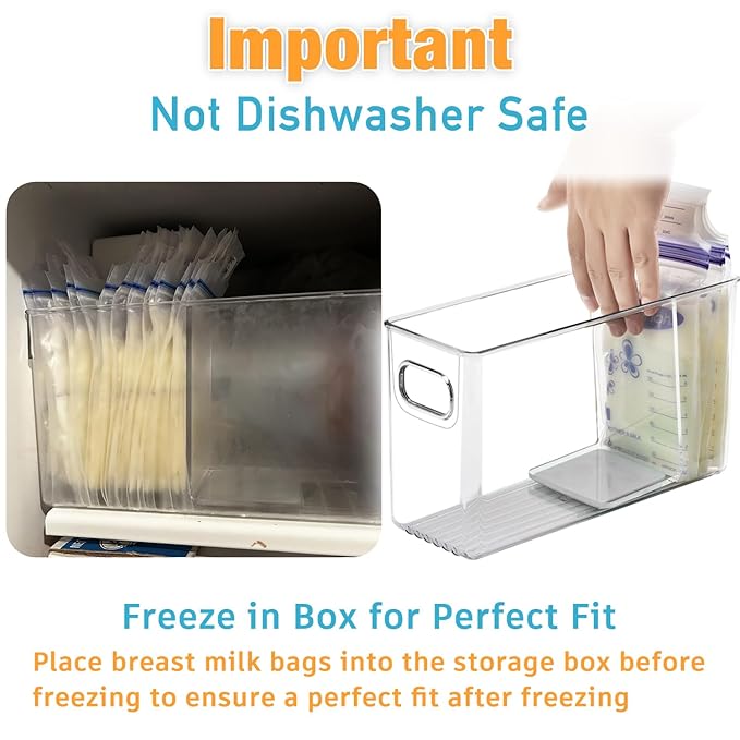 Breastmilk Storage Container with L Shaped Separator Boards, Dividers Will Flatten Standing Breast Milk Bags in Organizer Bins Save Refrigerator Space | 2 Containers-Green