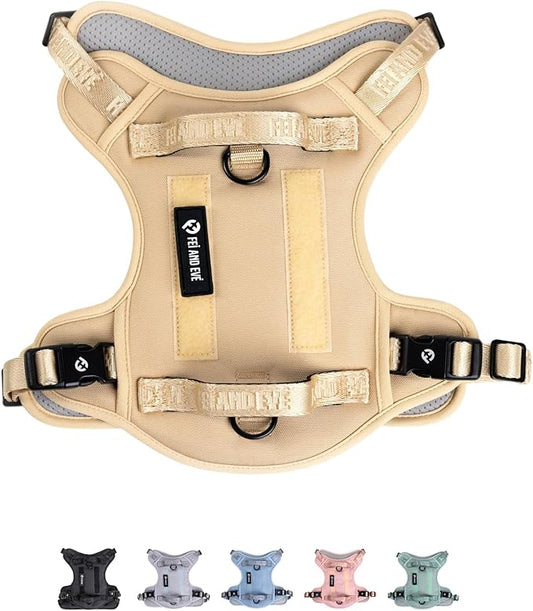 2025 New Edition, Fei & Eve Classic Dog Harness - Quick-Release Buckles | 3-Point No-Pull Control | Heavy-Duty 900D Nylon | Dual Safety Handles | Breathable Mesh | Adjustable Fit | X-Large,Champagne