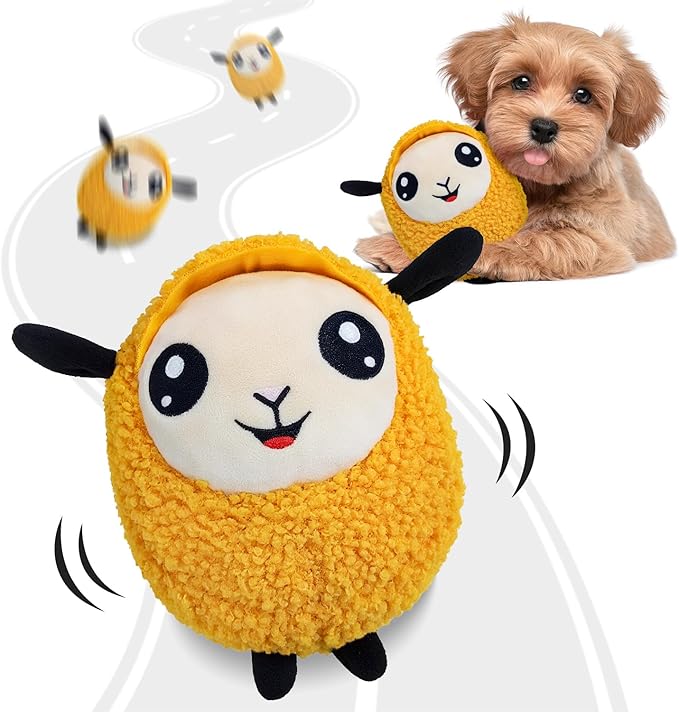 Interactive Moving Dog Toys, 2026 Upgraded Jumping Squeaky Moving Dog Ball, Rechargeable Plush Chew Toys for Small/Medium/Large Dogs to Keep Them Busy (Orange)