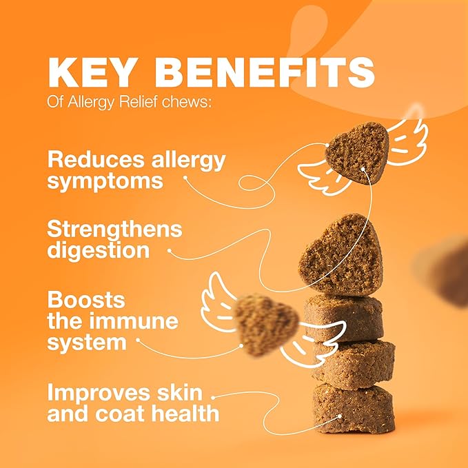 Dog Allergy Relief Chews - Itch Relief for Dogs - Allergy Chews for Itching Skin with Hemp Seed Oil, Turmeric, Quercetin - Immune Health Support Treats - Hot Spots - Skin and Coat Health