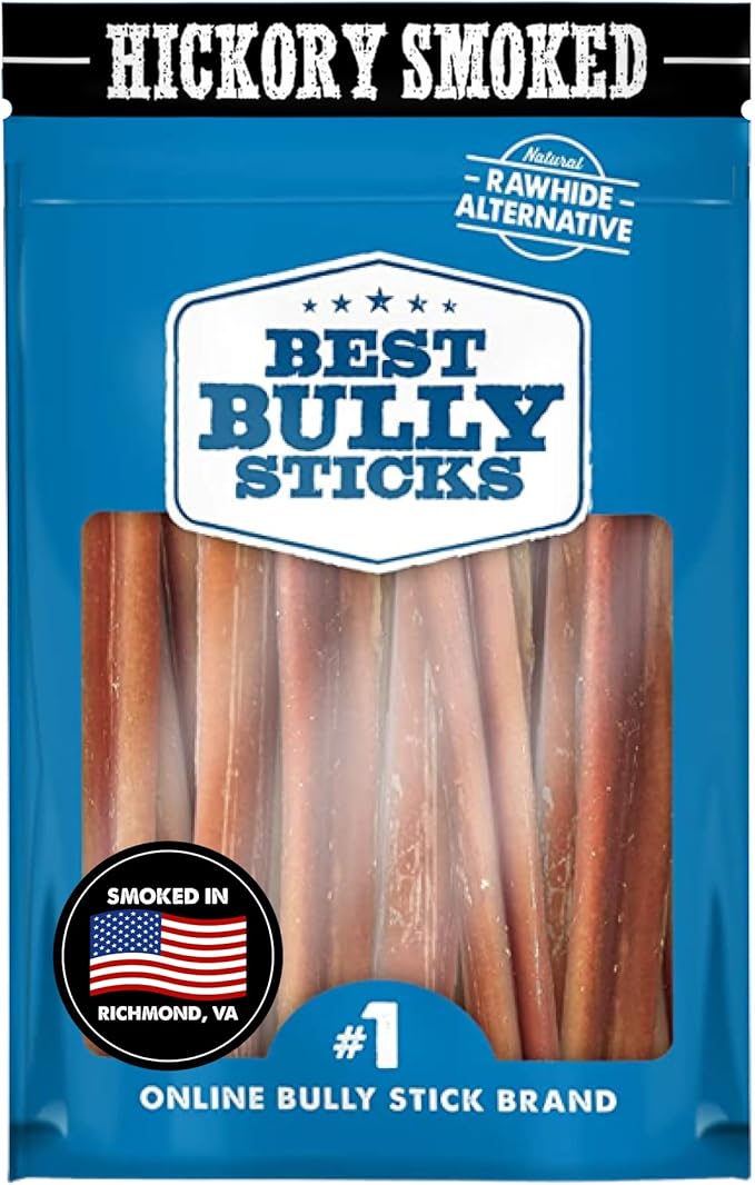 Best Bully Sticks Hickory Smoked 6 Inch Bully Sticks - 15 Count (Pack of 1) - Natural, No Additives, Grass-Fed, Grain-Free