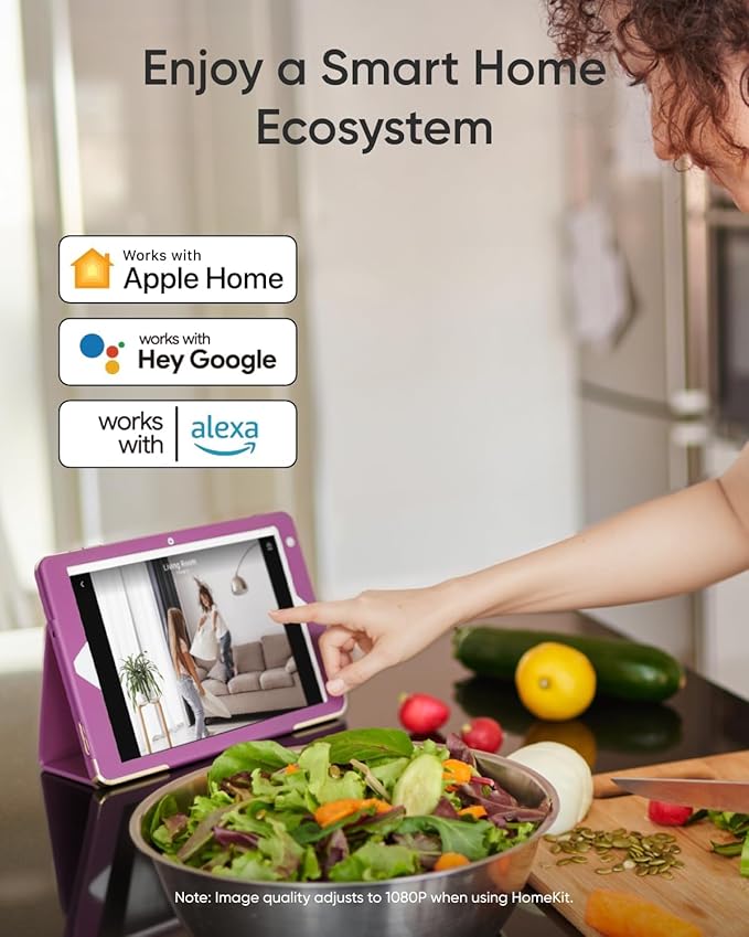 eufy Security 4K Indoor Camera E30-No Subscription,Work as Pet Camera,Nanny/Baby Monitor,360° Pan&Tilt,AI Auto Tracking,AI Detection,24/7 Recording,Color Night Vision,Two-Way Audio,Works with HomeKit