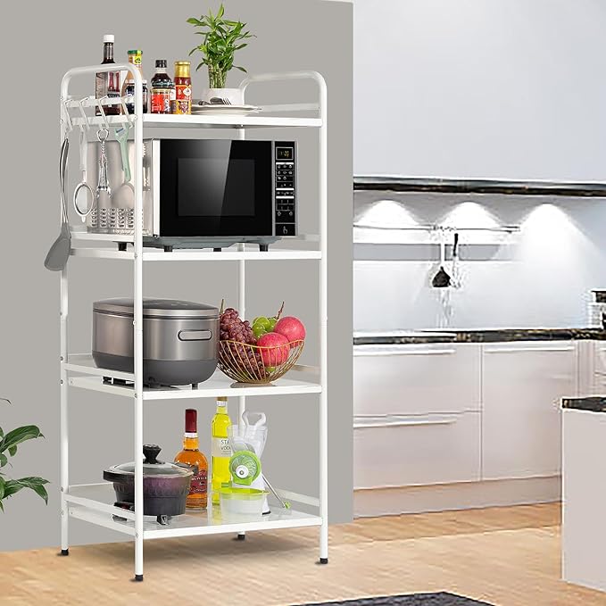 HDANI Storage Shelves, 4-Tier Metal Storage Rack with Shelf,Shelf Organizer,Garage Standing Shelving Unit for Laundry,Bathroom,Kitchen,Pantry, Closet,23.6''W X 13.8''D X 50 H''H,White