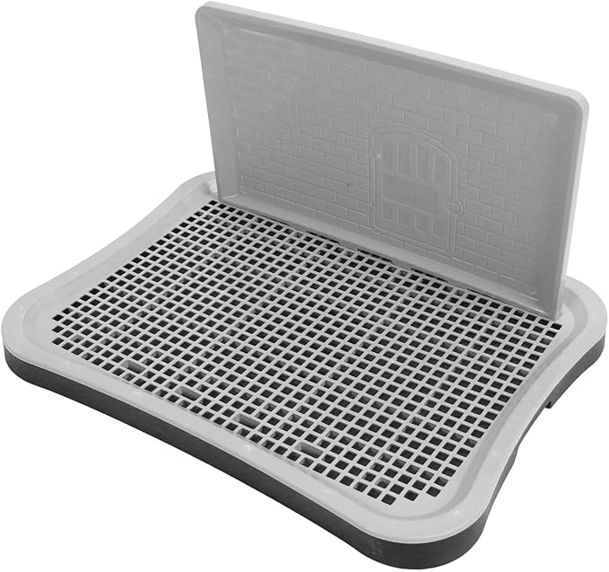 Asixxsix Dog Potty Training, 51x38x6cm Chew Resistant Mesh Pee Pad Holder, Indoor Outdoor Puppy Toilet Tray with Wall Mount System for Dogs and Puppies (Black)