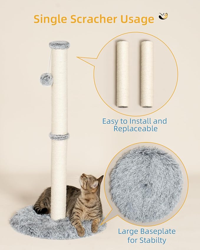 3-in-1 Cat Tunnel Bed, 34'' Tall Cat Scratching Post for Indoor Cats, Fluffy Peekaboo Donut Hideout Toy for Pets, Rabbit, Ferret
