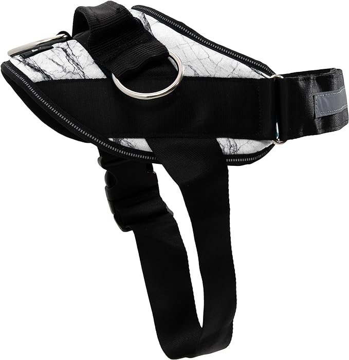 ShawnCo Essential Dog Harness, No-Pull Pet Vest with 3 Leash Clips, No Choke, Reflective, Adjustable and Padded, for Easy Walking and Training for Small, Medium and Large Dogs (White Marble, XL)
