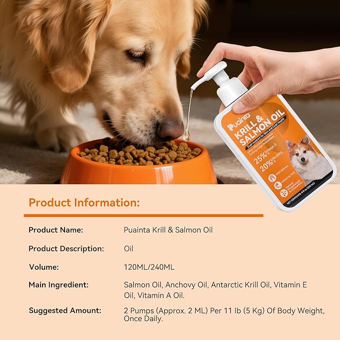 Krill & Salmon Fish Oil for Dogs & Cats – Omega-3 (EPA DHA) Liquid Fish Oil, Wild Icelandic Salmon Oil for Skin & Coat, Itch Support (8 Fl Oz (Pack of 1))