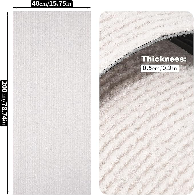 Uranshin Trimmable Cat Scratch Mat pad Self-Adhesive Cat Scratching Post Carpet Covered 78.7"x15.8" Cat Tree Shelves Replacement Parts cat Furniture Protector for Couch Wall (Beige)