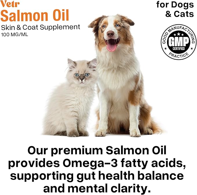 Vetr Norwegian Salmon Oil for Dogs & Cats, 16.9 oz Squeeze Bottle - Pure Wild-Caught Omega-3 Fish Oil Liquid Supplement - Supports Healthy Skin & Shiny Coat