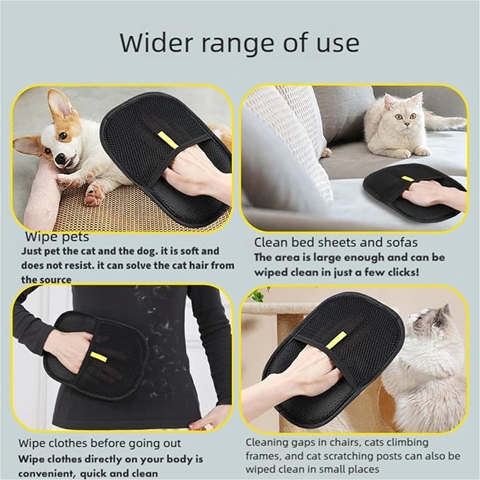 2-Pack Washable Pet Grooming Gloves – Electrostatic Deshedding Mitts for Dogs & Cats, Removes Fur from Furniture, Couches, Beds, Car Seats & Clothes – Reusable Cleaning Tool..