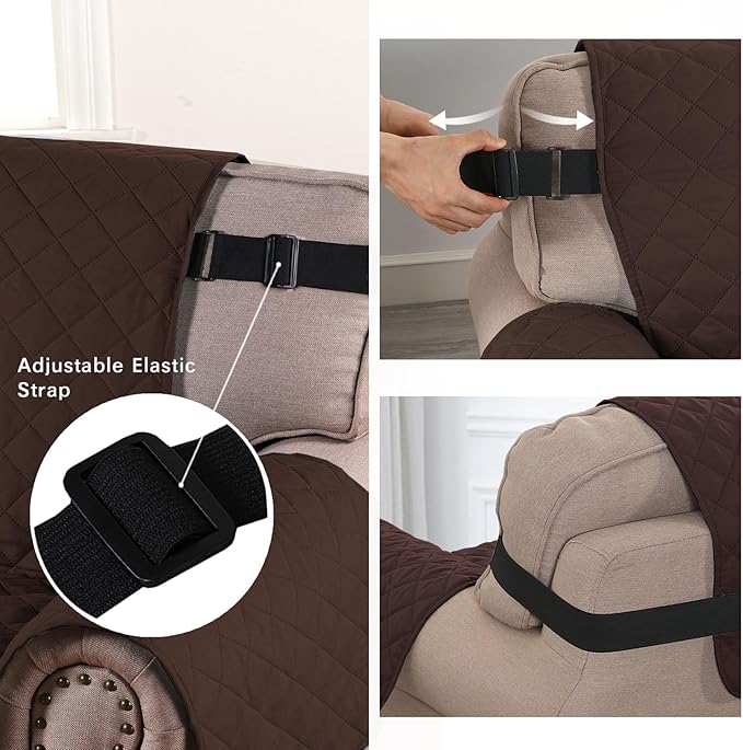 H.VERSAILTEX Chair Slipcover Reversible Chair Cover for Dogs Water Resistant Chair Cover for Living Room Washable Furniture Protector Cover Seat Width Up to 21"(Armchair, Brown/Beige)
