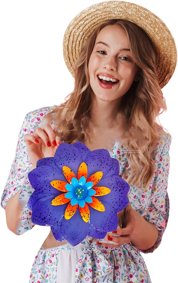 LITIALLY Metal Flower Wall Art Garden Decor, New Creative Cute Flower Decorations, Art Wall Hanging Decor, Enhance Indoor Outdoor Decor Spaces