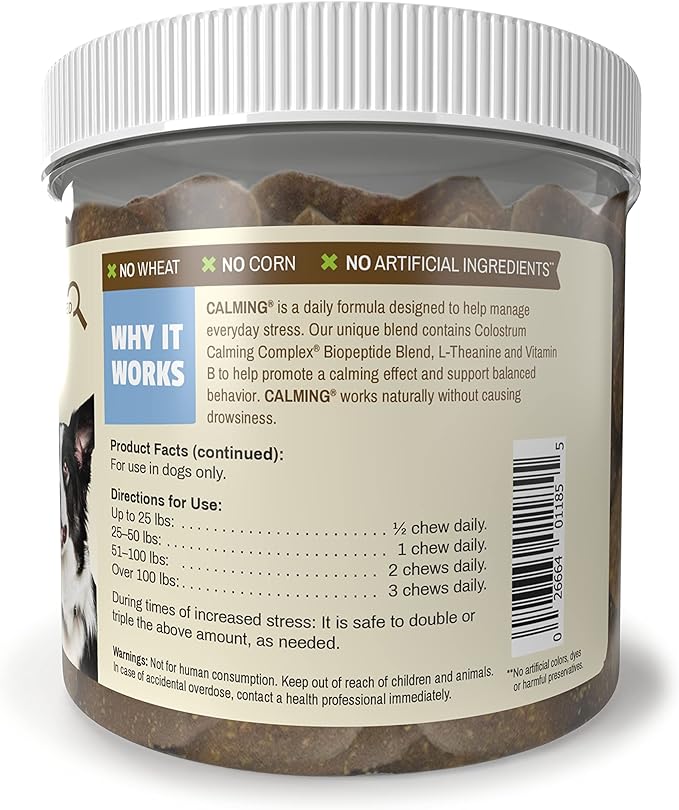 Pet Naturals Calming Chews for Medium and Large Dogs, 30 Chicken Liver Flavored Soft Chews, Anxiety Relief for Barking, Separation Stress, Fireworks and Thunder, Naturally Sourced Behavioral Support