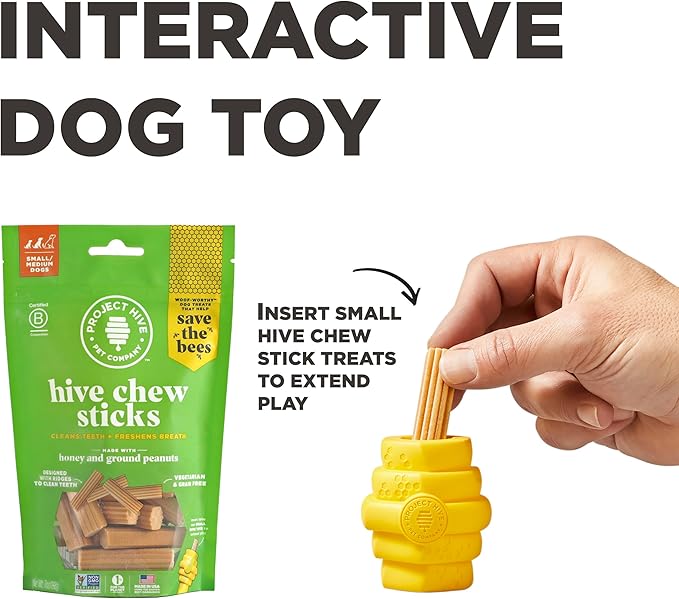 PROJECT HIVE ·PET COMPANY· - Hive Chew Toy for Small Dogs - Dog Chew Toy for Puppies and Small Breeds - Floats in Water - Durable and Tough - Made in The USA