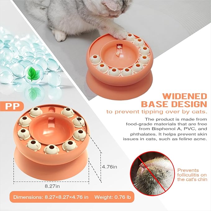 Cat Puzzle Toy Treat Dispenser Kitten Weight Loss Bowl Puzzles Slow Feeder Food Dispensing Kitty Enrichment Toys Brain Mental Stimulation Healthy Eating Mind Games Pink