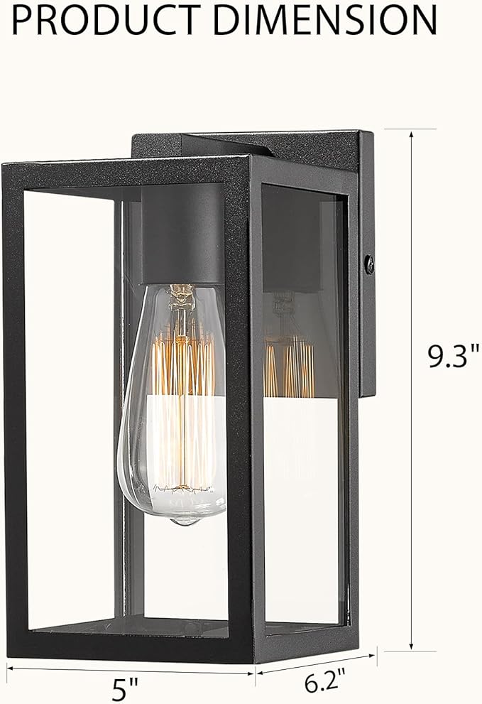 Bestshared Exterior Wall Lantern, Outdoor Wall Sconce, Patio Lighting Fixture for Porch, Home, Barn, Storefront (Black, 2 Pack)