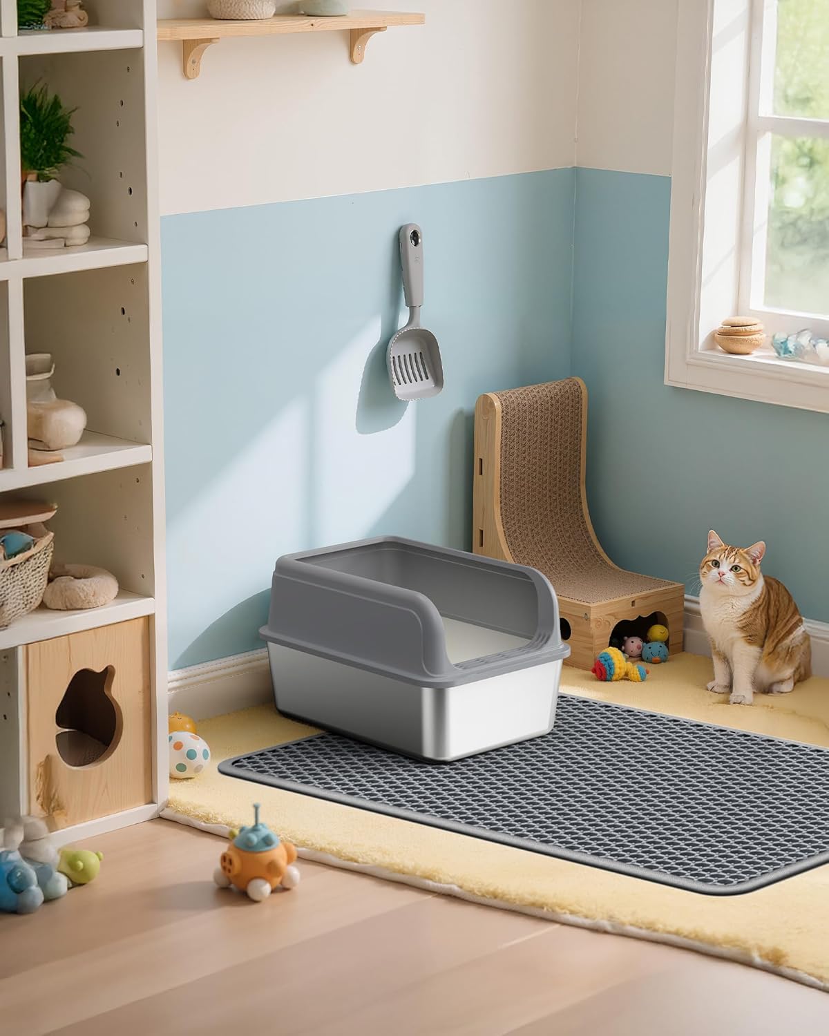 Large Cat Litter Mat 46"x35" – Waterproof, Non-Slip & Easy to Clean