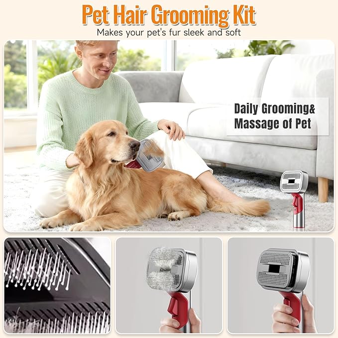 Pet Grooming Kit Dog Hair Vacuum Attachment for Dyson V7 V8 V10 V11 V15， Pet Hairs Parts Head Replacement，Effective Grooming & Cleaning， Hair Grooming Tools for Dog and Cat， 6 Pack