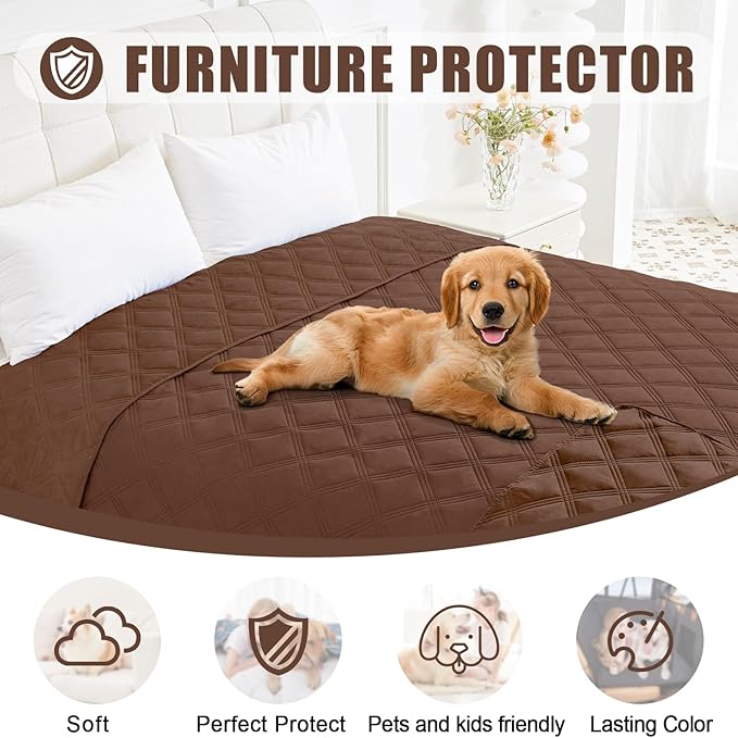 Smiry Waterproof Dog Bed Cover Blanket 40x50, Soft Reversible Pet Blanket, Washable Leakproof Cats Dogs Couch Cover for Sofa, Couch, Furniture, Lattice, Brown/Brown