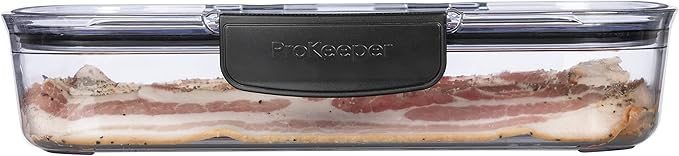 Progressive Prokeeper + Deli Storage Set: Air-Tight Silicone Sealed Containers w Grooved Bottom, Dry Erase Lid, BPA-Free, Stackable, Keeps Meats & Cheeses Fresh Longer, PKS-700C Deli 1.65L