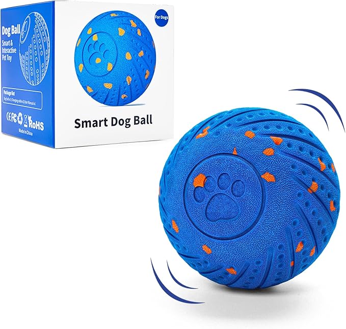 Smart Interactive Dog Ball,Automatic Rolling & Bouncing Dog Toy,Natural Rubber Chew Toy for Chewers,Keeps Dogs Busy & Eases Separation Anxiety
