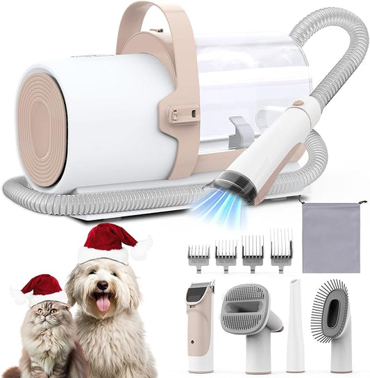 Dog Grooming Vacuum, Pet Grooming Kit with Dog Clippers, 2.5L Dust Cup 11000Pa Dogs Vacuum for Shedding Grooming, 5 Grooming Tools Home Cleaning in 1, Low Noise Pet Grooming Vacuum for Dogs