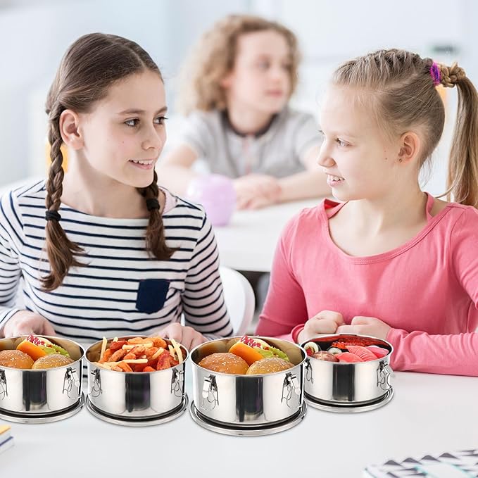 3 Pcs Small Stainless Steel Bento Box Reusable 304 Stainless Steel Food Storage Containers with Lockable Clips to Leak Proof, Dishwasher Safe(54 Oz, 74 Oz, 101 Oz)