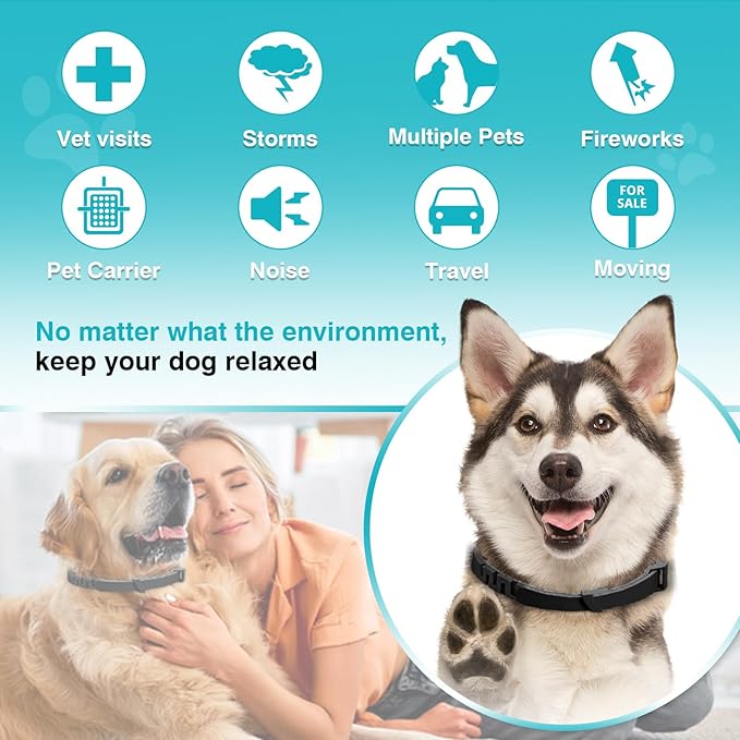 4-Pack Dog Calming Collars – 60-Day Pheromone Calming Collar for Small to Large Dogs, Adjustable 25-Inch Waterproof for Separation & Bad Behavior