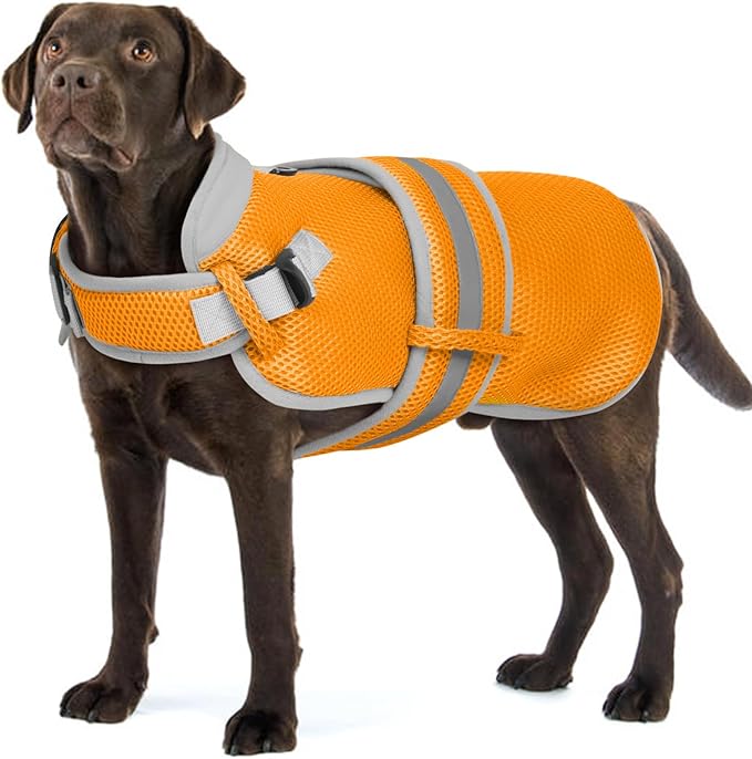 Dog Cooling Vest for Large Dogs,Lightweight Cooling Dog Jacket,Breathable Mesh Dogs Shirt Harness Vest with Adjustable Straps Reflective Stripe for Hot Weather with D-Ring for Beach,Hiking,XXL